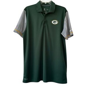 Nike Green Bay Packers Polo Sideline Lockup Performance Dri Fit Large